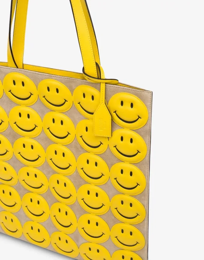 Bolso shopper de ante con Smiley® estampado por toda la superficie Bolso shopper de ante con Smiley® estampado por toda la superficie