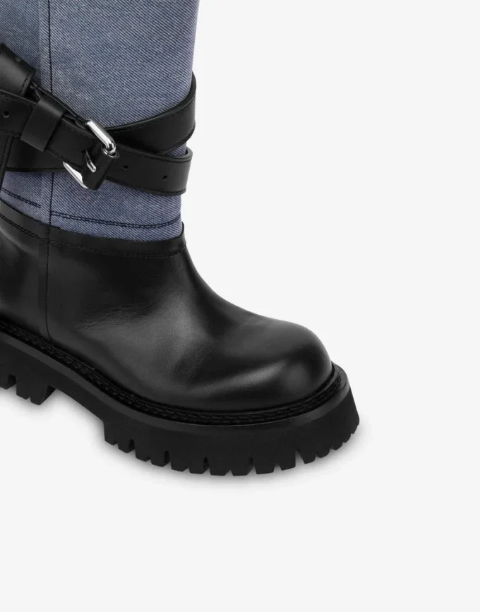 Botines de denim y piel de becerro Botines de denim y piel de becerro