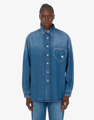 Camisa de algodón denim azul