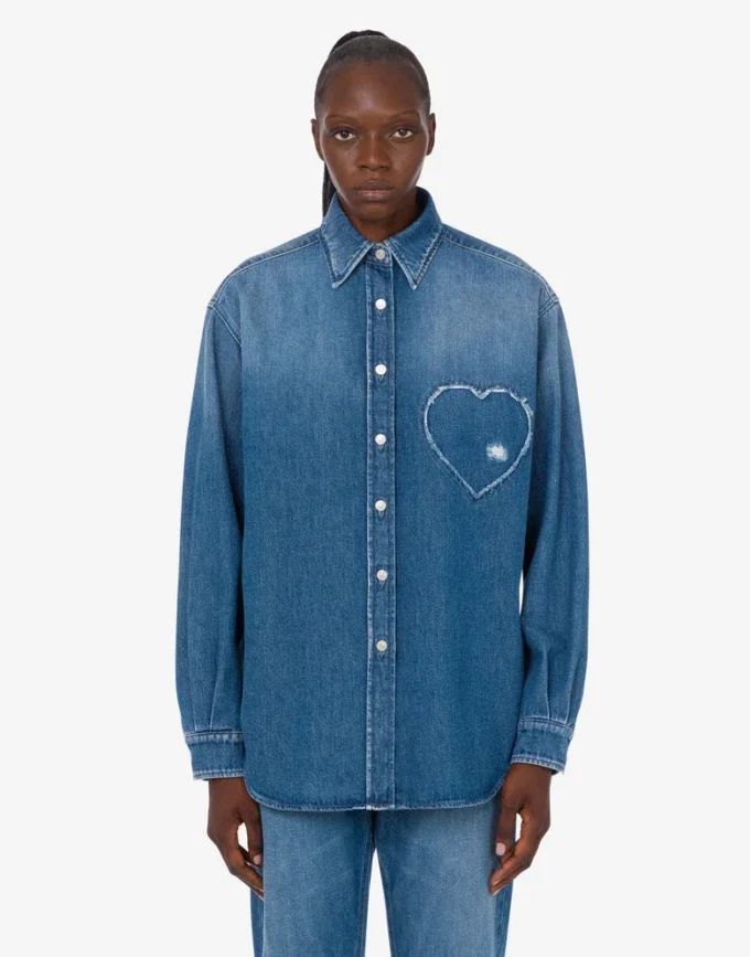 Camisa de algodón denim azul Camisa de algodón denim azul