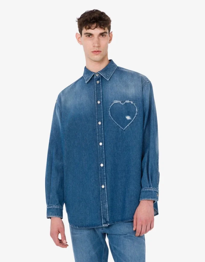 Camisa de algodón denim azul Camisa de algodón denim azul