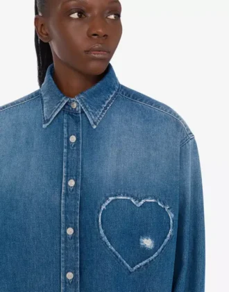 Camisa de algodón denim azul