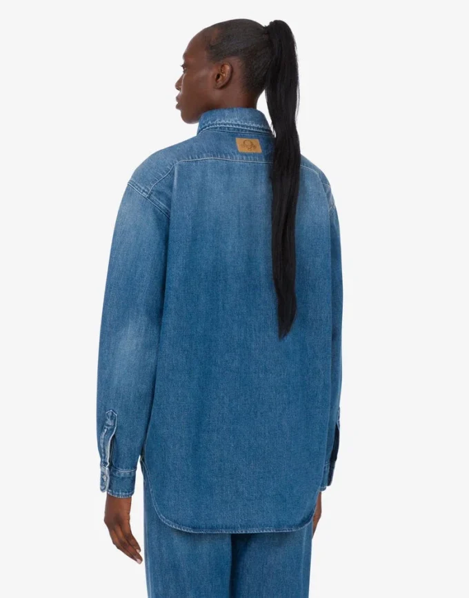 Camisa de algodón denim azul Camisa de algodón denim azul