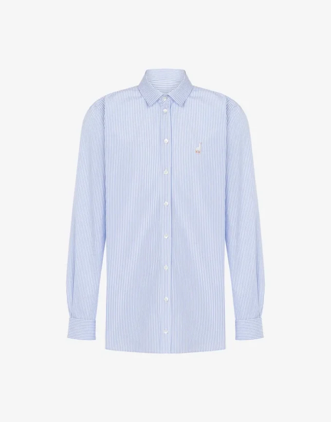 Camisa de popelín Bordado de ganso Camisa de popelín Bordado de ganso