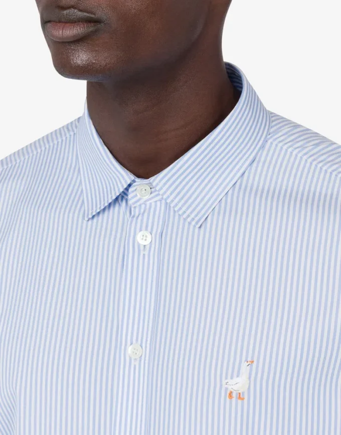 Camisa de popelín Bordado de ganso Camisa de popelín Bordado de ganso