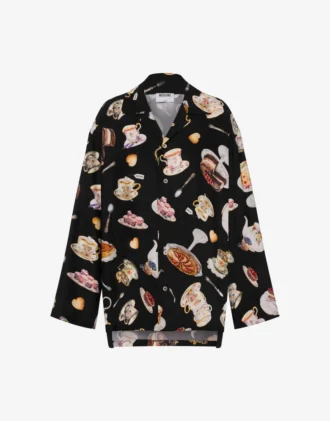 Camisa de satén de seda estampada