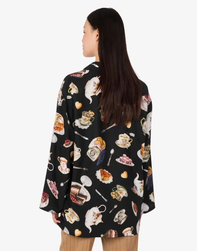 Camisa de satén de seda estampada