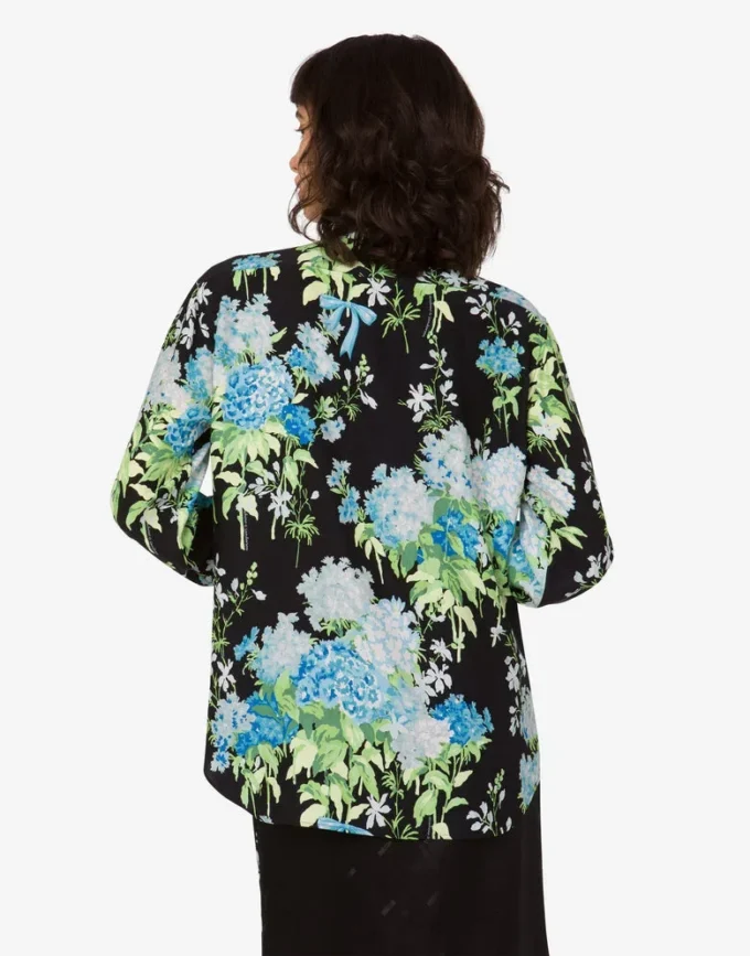 Camisa de satén de seda estampada