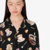 Camisa de satén de seda estampada