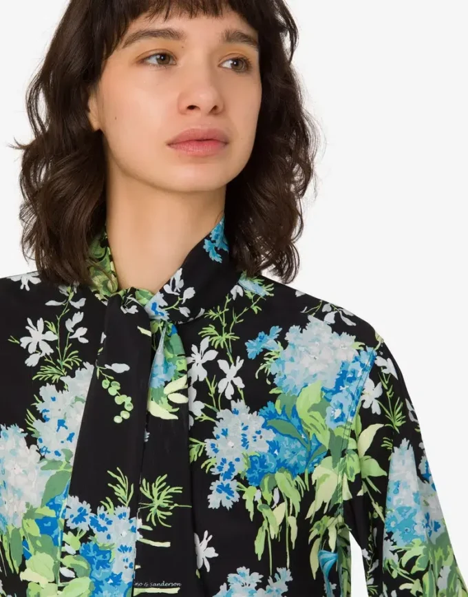 Camisa de satén de seda estampada