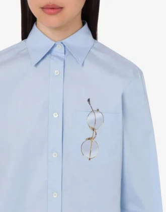 Camisa estampada de popelín de algodón elástico