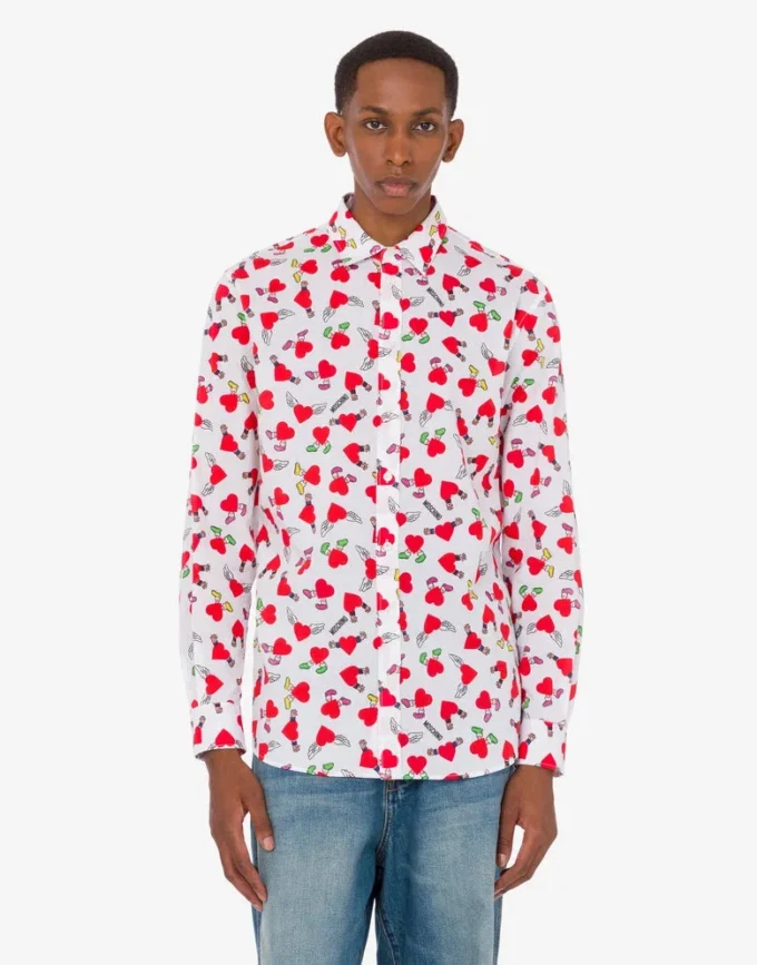 Camisa ligera de popelín de algodón con estampado Camisa ligera de popelín de algodón con estampado