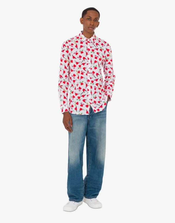 Camisa ligera de popelín de algodón con estampado Camisa ligera de popelín de algodón con estampado