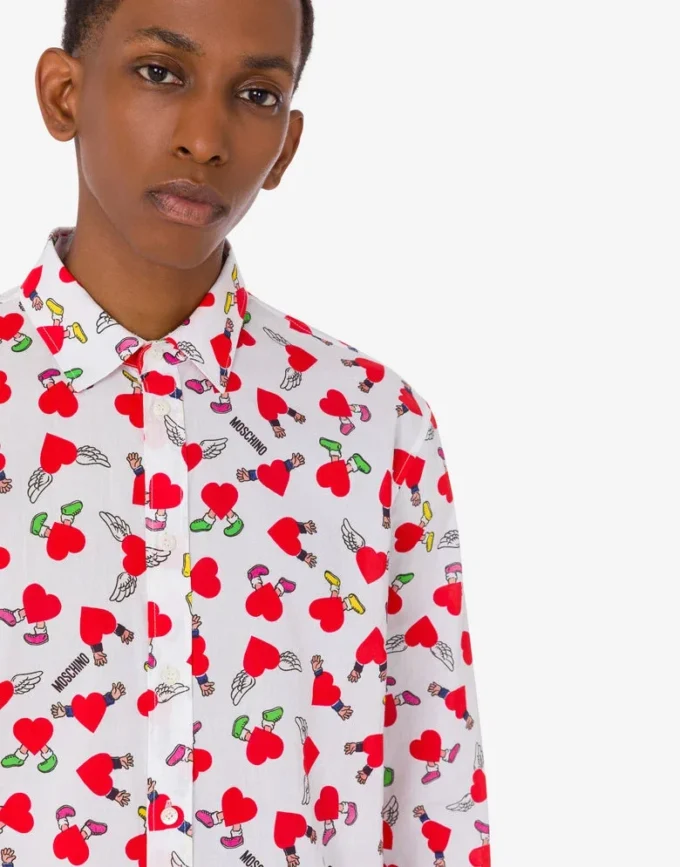 Camisa ligera de popelín de algodón con estampado Camisa ligera de popelín de algodón con estampado