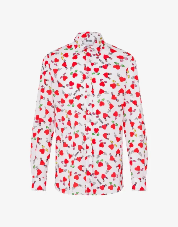 Camisa ligera de popelín de algodón con estampado Camisa ligera de popelín de algodón con estampado