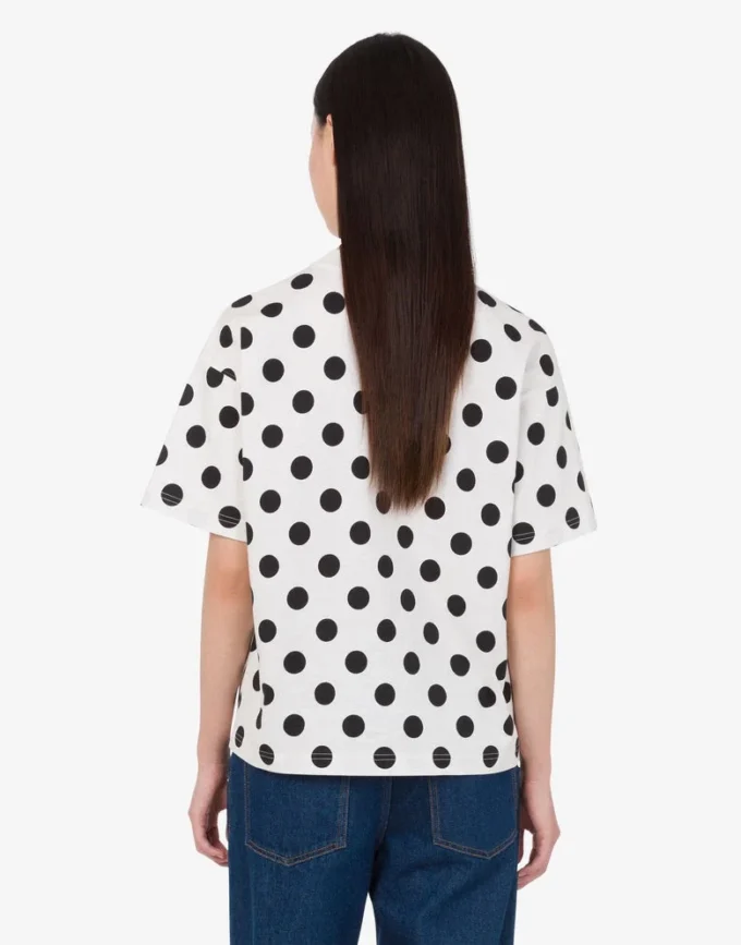 Camiseta de jersey de algodón orgánico con estampado de osito de peluche Moschino