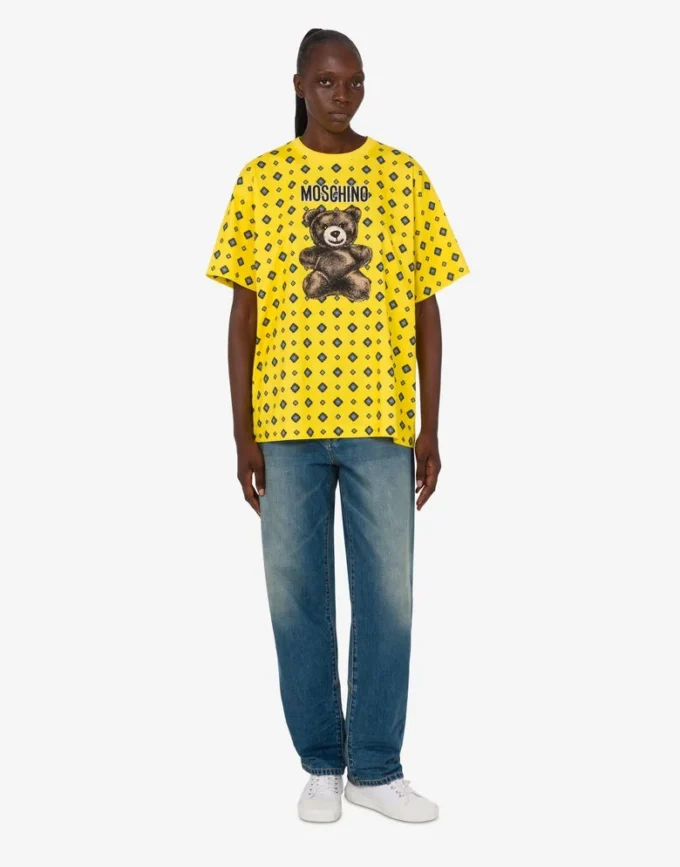 Camiseta de jersey de algodón orgánico Moschino Teddy Bear Camiseta de jersey de algodón orgánico Moschino Teddy Bear