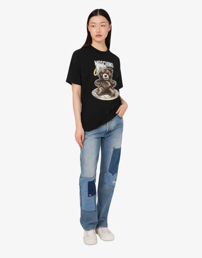 Camiseta de jersey de algodón orgánico Moschino Teddy Bear