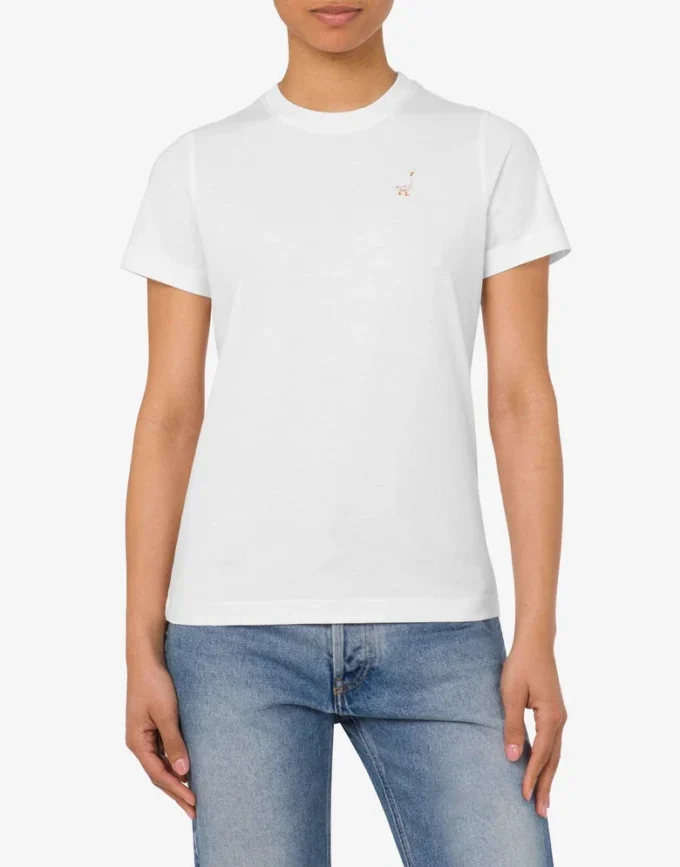 Camiseta de jersey orgánico Bordado de ganso