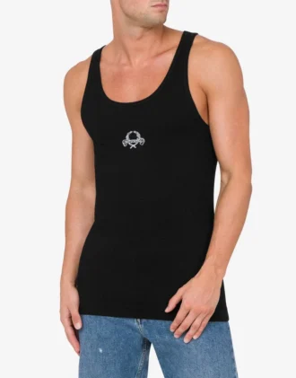 Camiseta sin mangas con bordado de corona de laurel