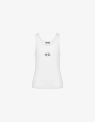 Camiseta sin mangas de algodón elástico con logotipo Laurel Crown