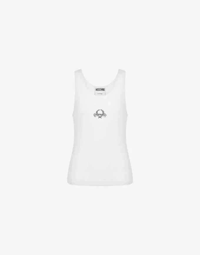 Camiseta sin mangas de algodón elástico con logotipo Laurel Crown