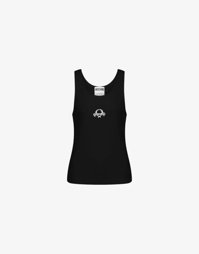 Camiseta sin mangas de algodón elástico con logotipo Laurel Crown
