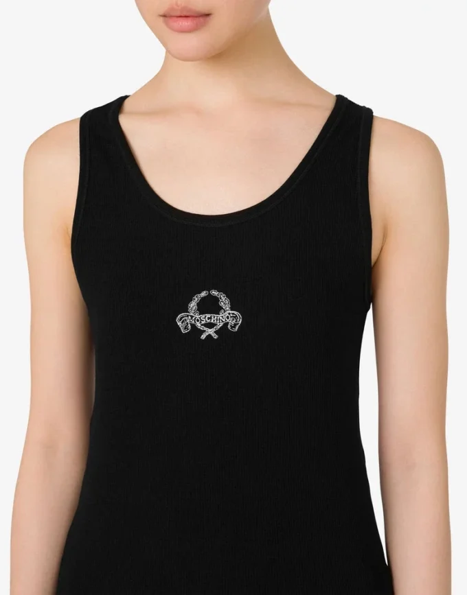Camiseta sin mangas de algodón elástico con logotipo Laurel Crown