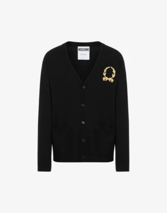Cardigan de lana y cachemira Bordado de corona de laurel