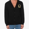 Cardigan de lana y cachemira Bordado de corona de laurel Cardigan de lana y cachemira Bordado de corona de laurel