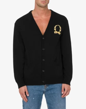 Cardigan de lana y cachemira Bordado de corona de laurel
