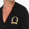 Cardigan de lana y cachemira Bordado de corona de laurel Cardigan de lana y cachemira Bordado de corona de laurel