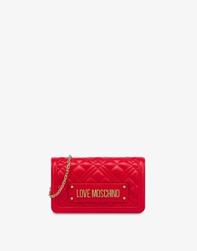 Cartera acolchada con cadena Logotipo con letras Cartera acolchada con cadena Logotipo con letras