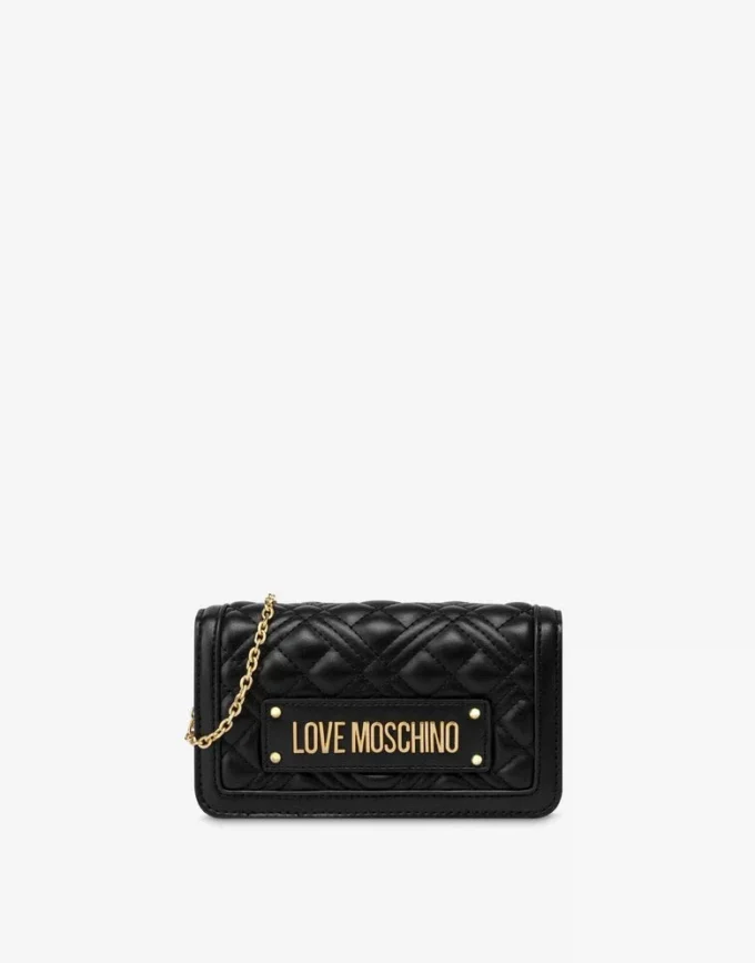 Cartera acolchada con cadena Logotipo con letras Cartera acolchada con cadena Logotipo con letras