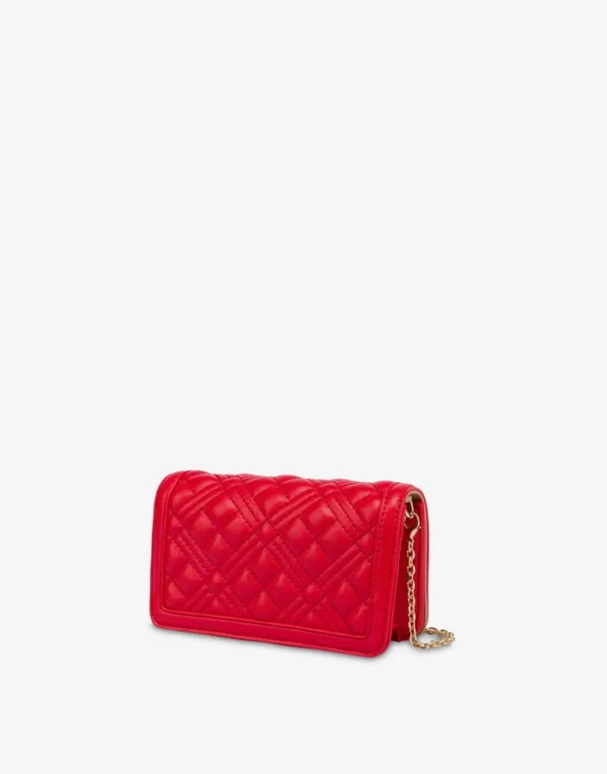 Cartera acolchada con cadena Logotipo con letras Cartera acolchada con cadena Logotipo con letras