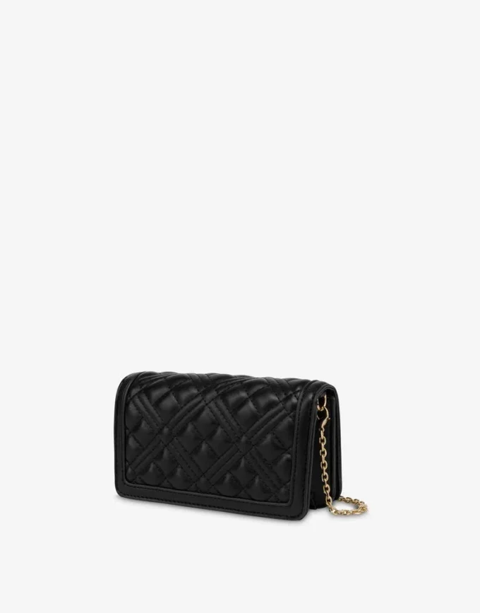 Cartera acolchada con cadena Logotipo con letras Cartera acolchada con cadena Logotipo con letras