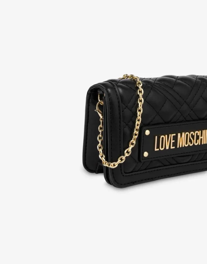 Cartera acolchada con cadena Logotipo con letras Cartera acolchada con cadena Logotipo con letras