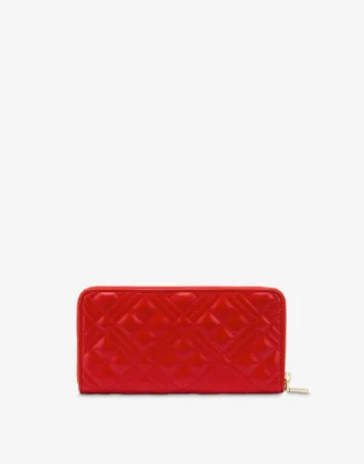 Cartera acolchada con cremallera y logotipo bordado