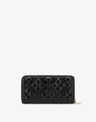 Cartera acolchada con cremallera y logotipo bordado