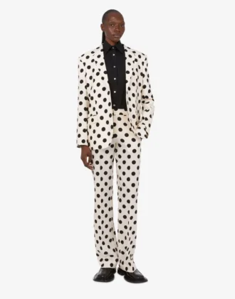 Pantalones de lana con estampado de lunares