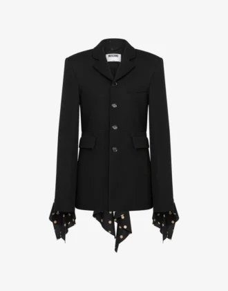 Chaqueta diagonal de mezcla de lana con lunares Chaqueta diagonal de mezcla de lana con lunares