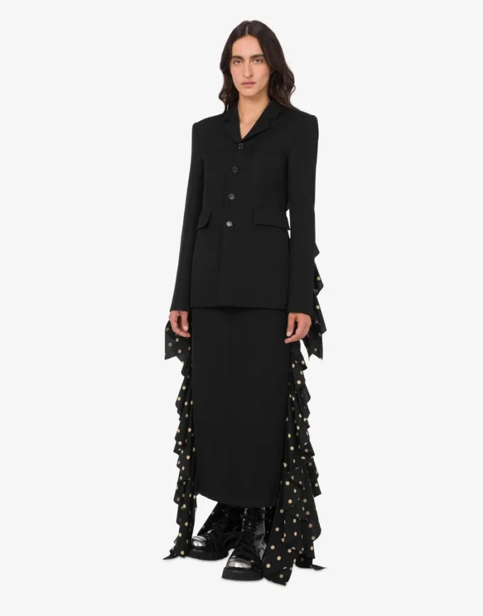 Chaqueta diagonal de mezcla de lana con lunares