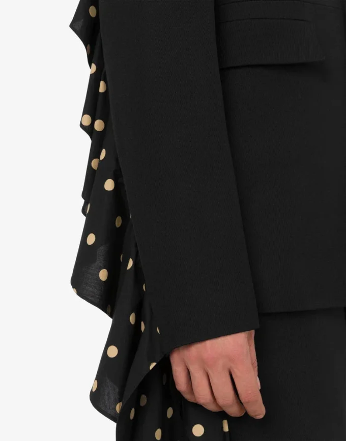 Chaqueta diagonal de mezcla de lana con lunares