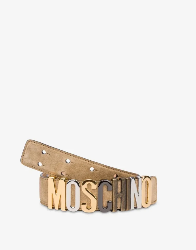 Cinturón de ante con logotipo de letras mixtas