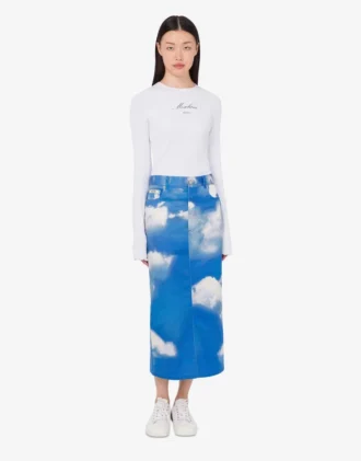 Falda de algodón con estampado Archive Clouds