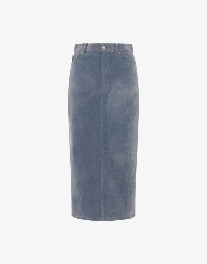 Falda de denim flocado Falda de denim flocado