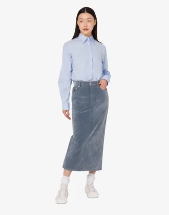 Falda de denim flocado