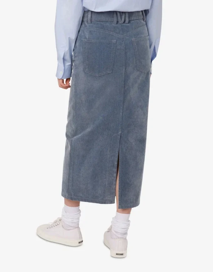 Falda de denim flocado Falda de denim flocado