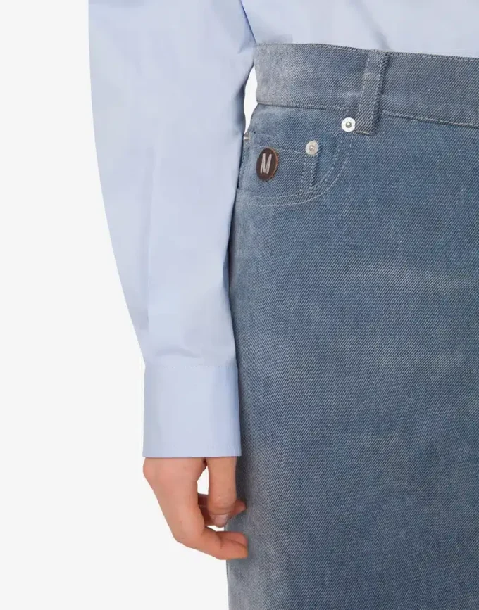 Falda de denim flocado Falda de denim flocado