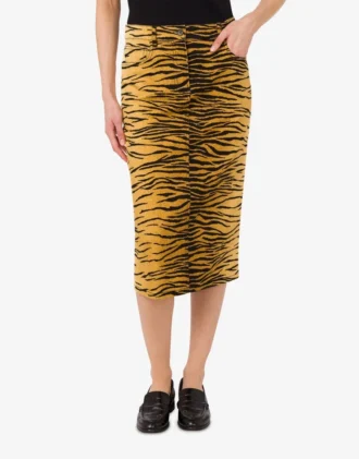 Falda de gabardina de algodón elástico estampada
